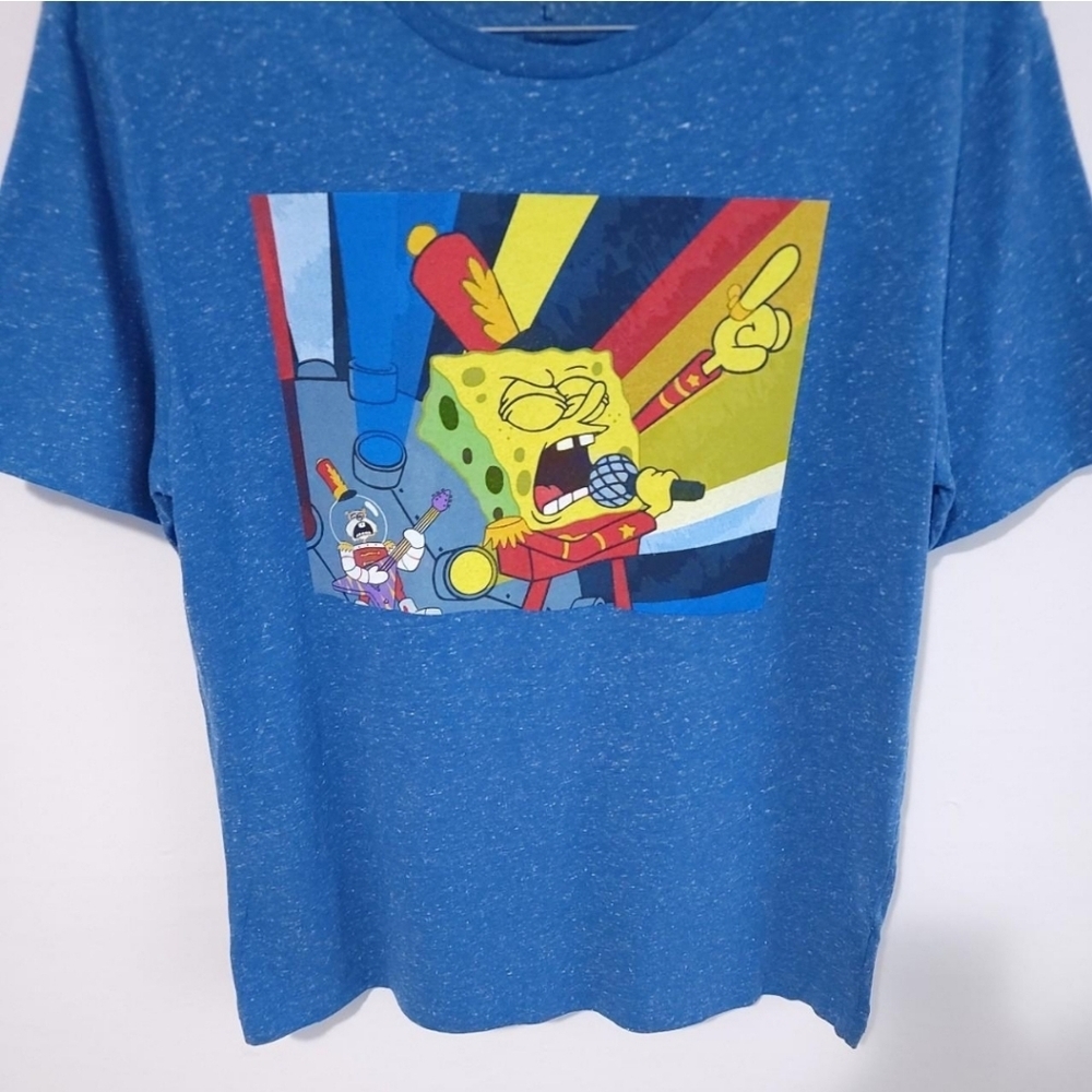 Spongebob Squarepants men size L Blue Rock graphic print tshirt - Picture 3 of 3